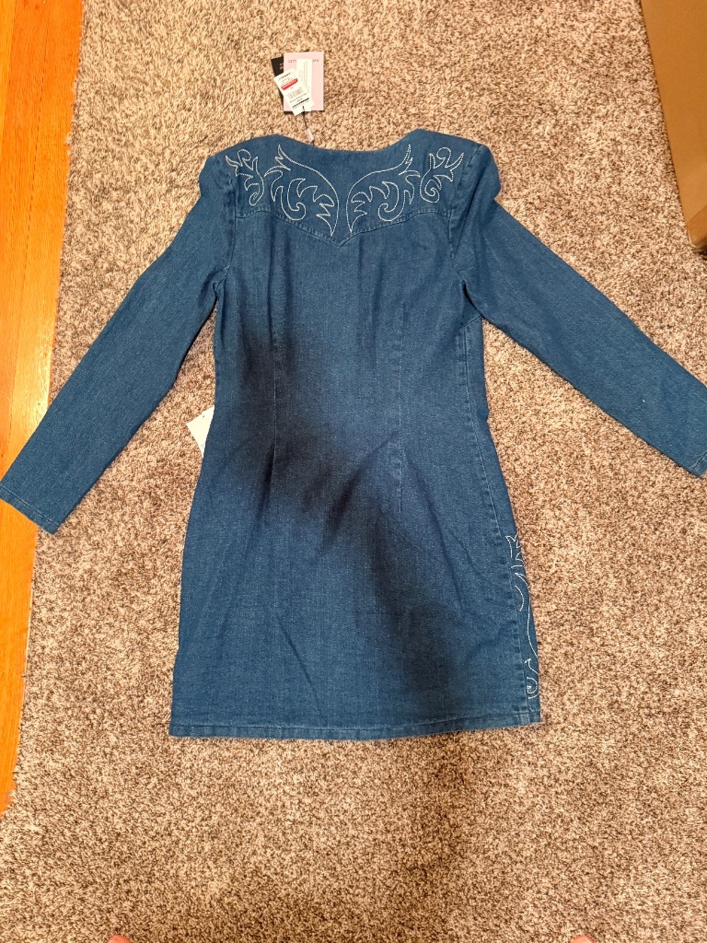 Avec Les Filles Western Embroidered Long Sleeve Denim Minidress - Picture 7 of 7